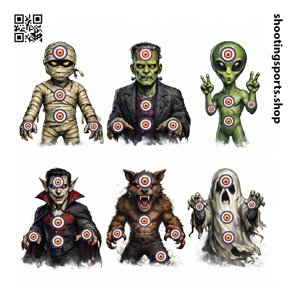 [SSSTGT0001B] 6 Monster Targets - Paper 14cm x 14cm Packs (1)
