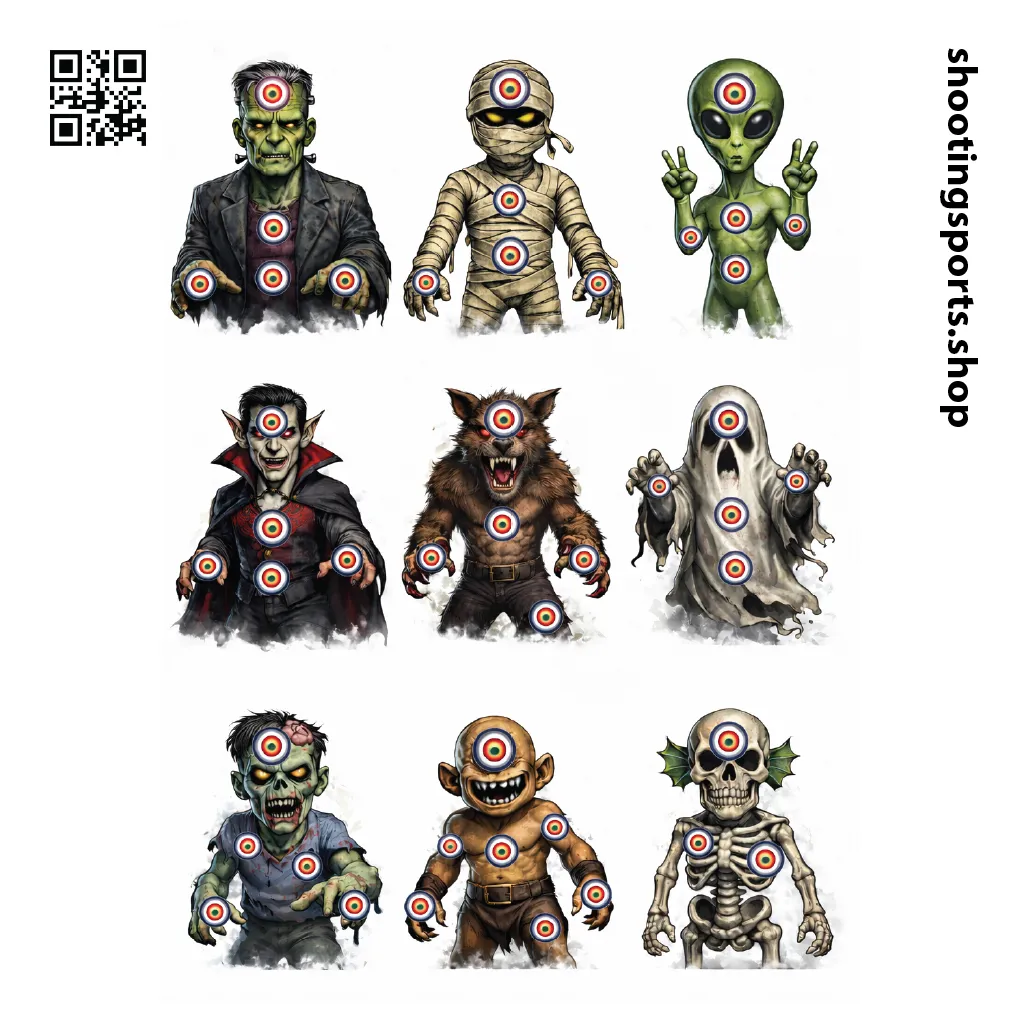 9 Monster Targets - Paper 14cm x 14cm Packs