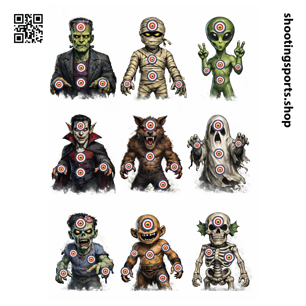 [SSSTGT0002C] 9 Monster Targets - Paper 17cm x 17cm Packs (1)